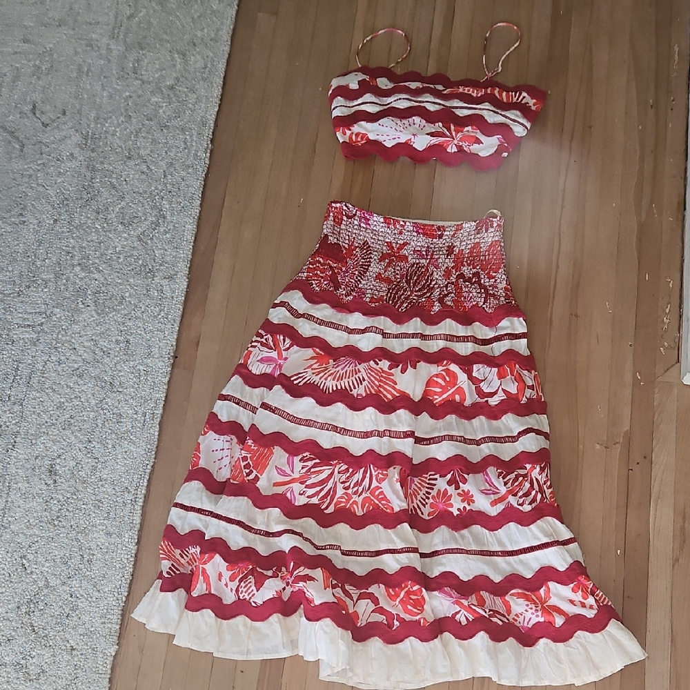 Tropical Red and White FarmRio Dress Set
